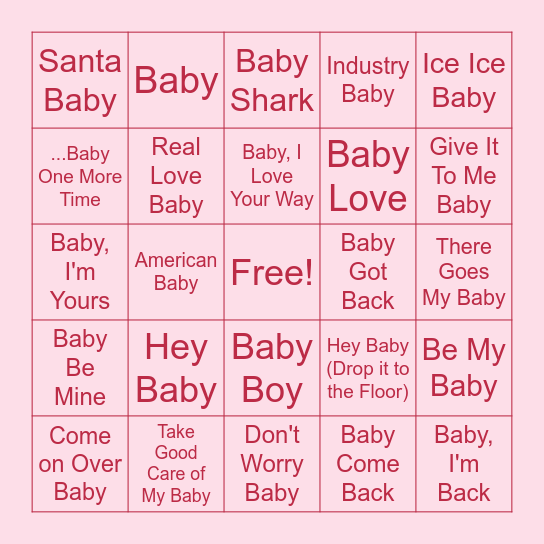 Baby Bingo Card