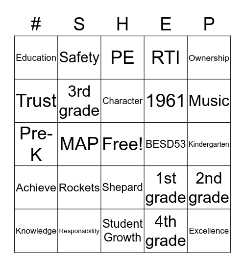 Shepard Bingo Card