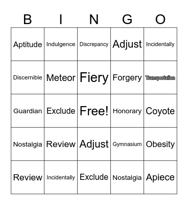 Untitled Bingo Card