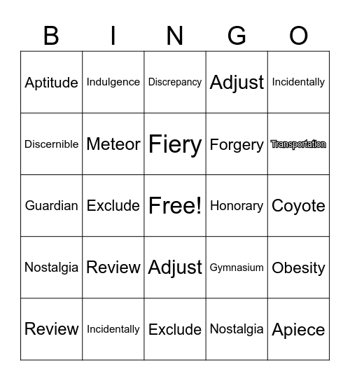Untitled Bingo Card