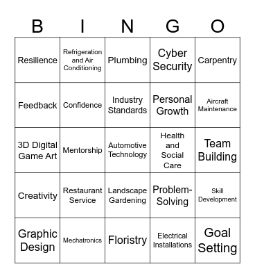 Skills and Competitions Bingo Card