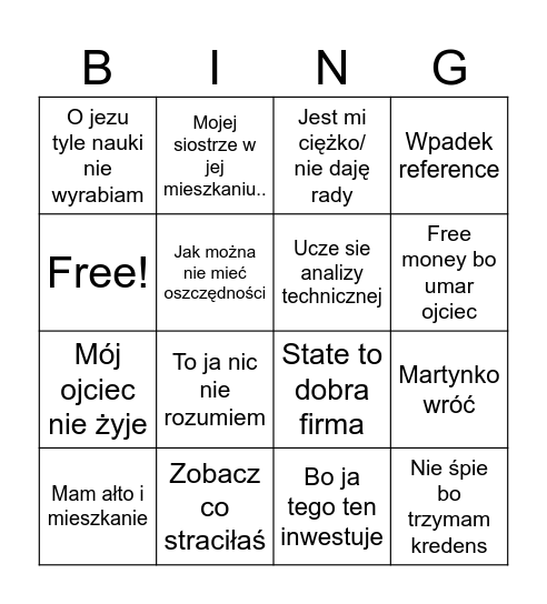 OH KAROL DZIWKI KOKS TAJSKI BOKS Bingo Card