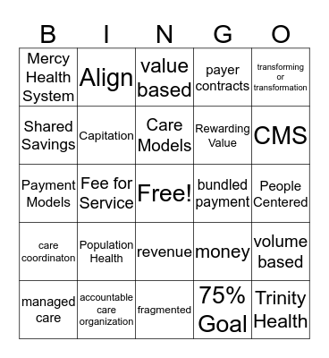 Population Health Bingo Card