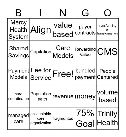 Population Health Bingo Card