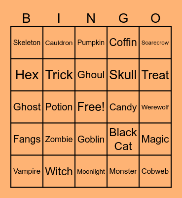 Halloween Bingo! Bingo Card