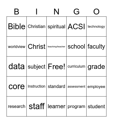 ACSI Bingo Card