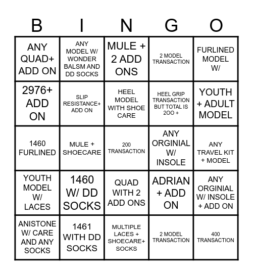 SMITH ST BINGO Card