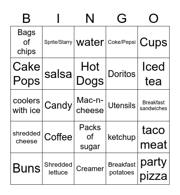 Craft Fair Bingo Card