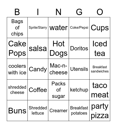 Craft Fair Bingo Card