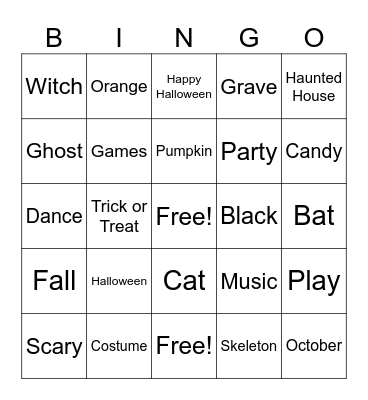 Halloween Bingo Card