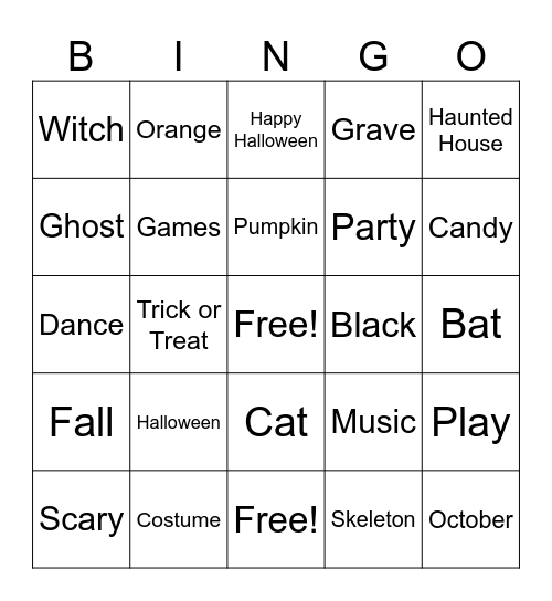 Halloween Bingo Card