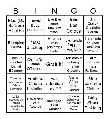 Bingo Musical!! Bingo Card