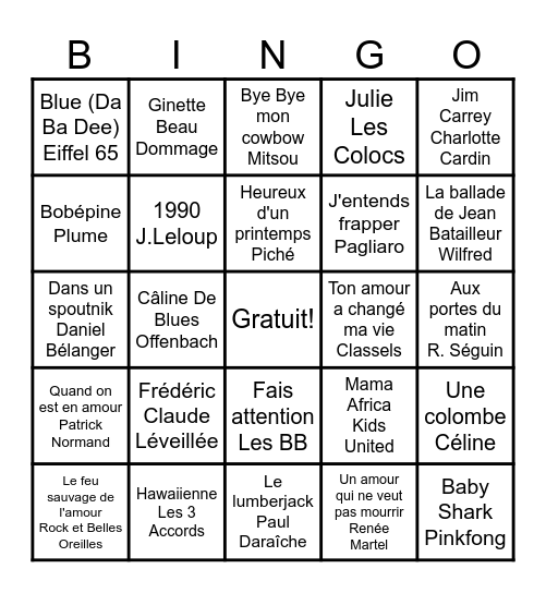 Bingo Musical!! Bingo Card