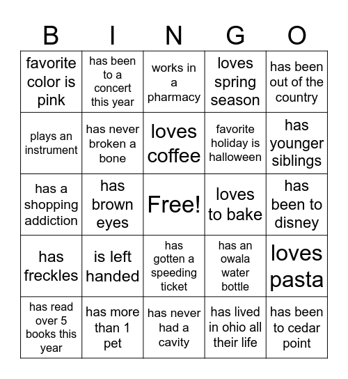 Get to know KE, someone who Bingo Card