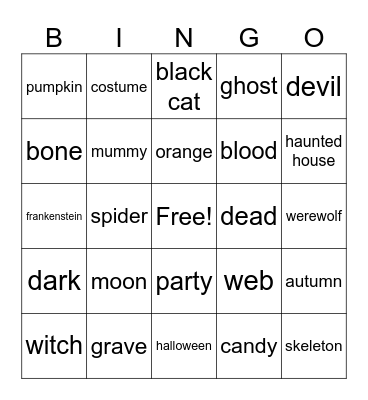 halloween Bingo Card