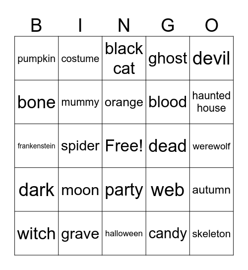 halloween Bingo Card