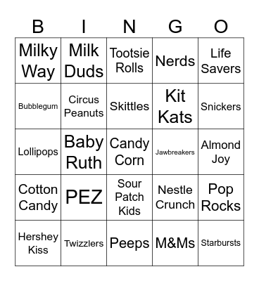 Candy Bingo Card