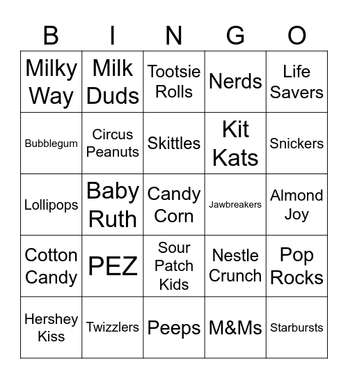 Candy Bingo Card