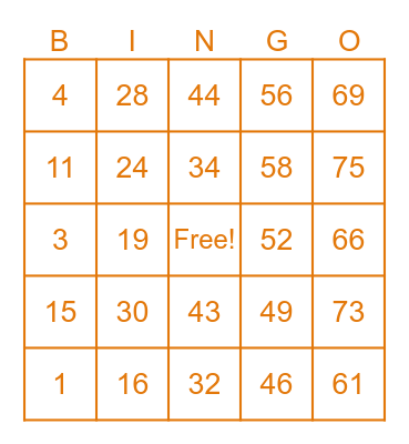 Halloween Bingo Card