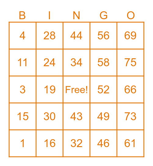 Halloween Bingo Card