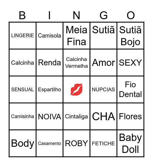 CHÁ  DE LINGERIE DA THY Bingo Card