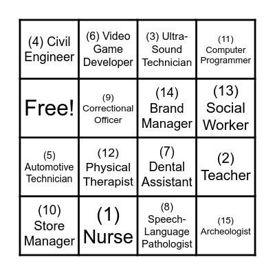 Spooky Career Bingo Card