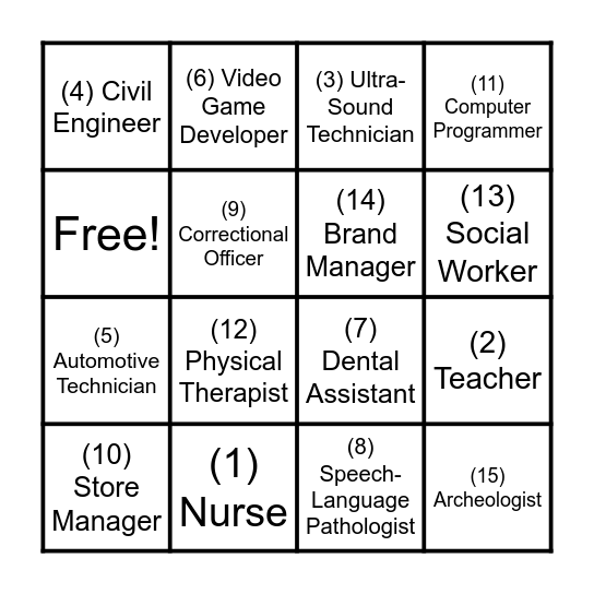 Spooky Career Bingo Card