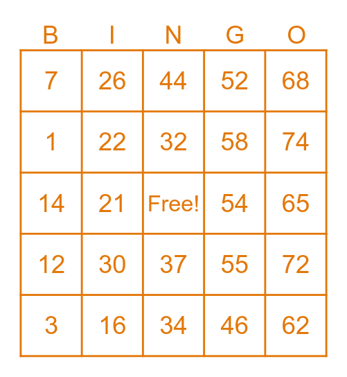 Halloween Bingo Card