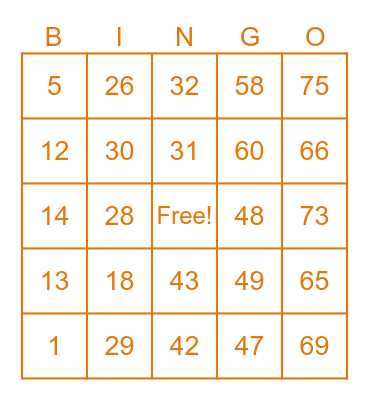Halloween Bingo Card