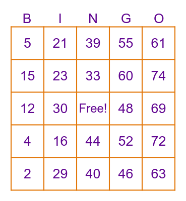 Halloween Bingo Card