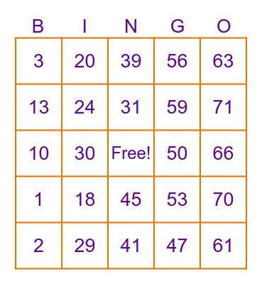 Halloween Bingo Card