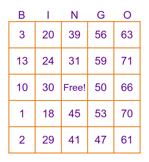 Halloween Bingo Card