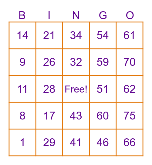 Halloween Bingo Card