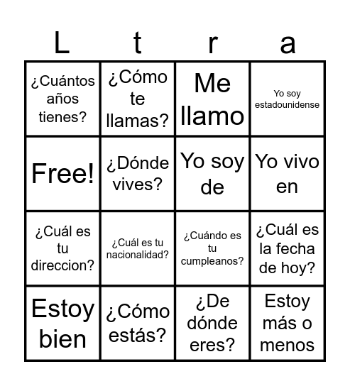 Preguntas Personales Bingo Card