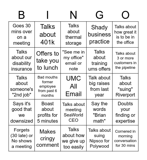 UMS Bingo Card