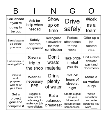 ESOP Bingo Card