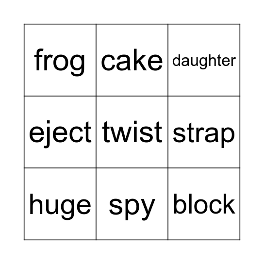Anchor Words (1-28) Bingo Card