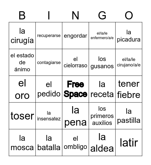 Facetas Lección 4: La salud y el bienestar Bingo Card