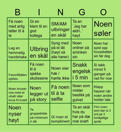 Julebord Bingo Card