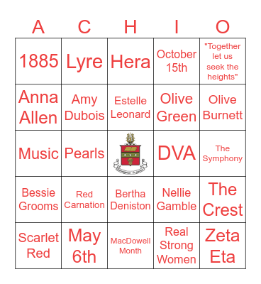 Founder's Day Bingo Card