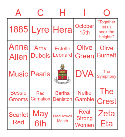 Founder's Day Bingo Card