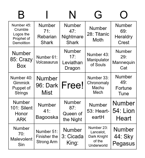 90 Bingo Card