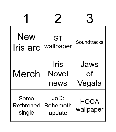 IRIS Direct Bingo Card