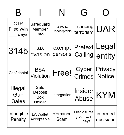 Untitled Bingo Card