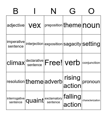 Vocab. BINGO Card