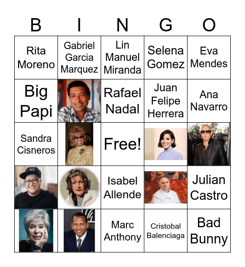 Hispanic/Latinx Influential Figures Bingo Card