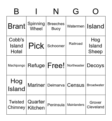 Barrier Islands Center Bingo Card