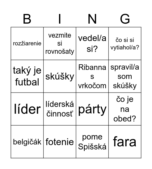 POLARIS Bingo Card