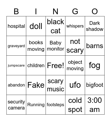 scary bingo Card