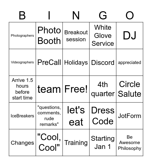 Complete Bingo! Bingo Card